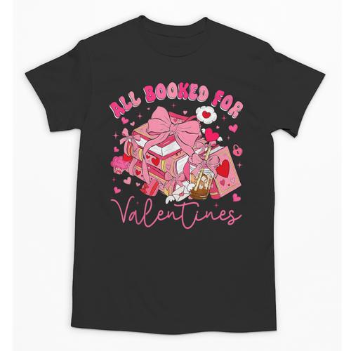 Valentine All Booked Book Coffee Coquette Bow Girl Women Unisex T-Shirt - Bookorys DE