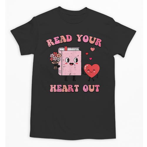 Valentines Day Book Read Your Heart Out Women Men Kids Unisex T-Shirt - Bookorys DE