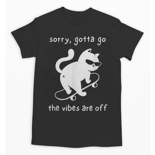 Vibes Are Off Cat Skateboard Introvert Sarcastic Humor Unisex T-Shirt - Raresse