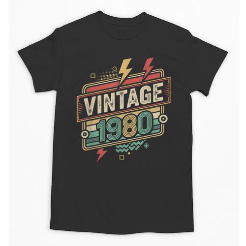 Vintage 1980 Retro Badge Decade Nostalgia Graphic Emblem Unisex T-Shirt - Figerry