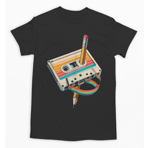Vintage Pencil Rewind Cassette Tape Nostalgia Party 80s 90s Unisex T-Shirt - Figerry