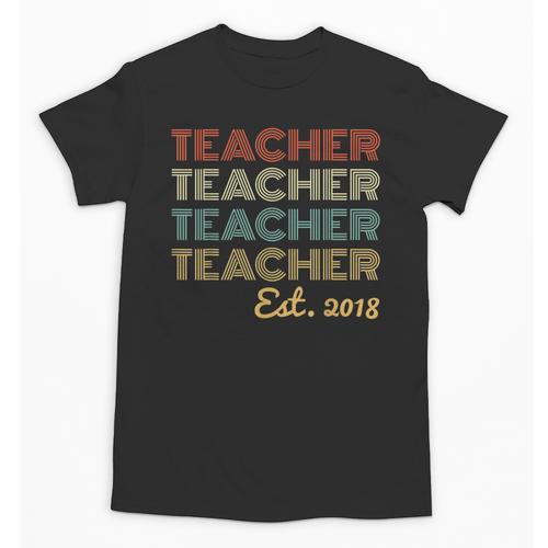 Vintage Teacher Established 2018 Graduation Men Unisex T-Shirt - Best Gift Smart