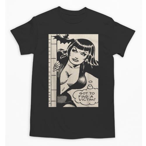 Vintage Vampire Bat Vampire Pin Up Girl Horror Comic Book Unisex T-Shirt - Bookorys CA