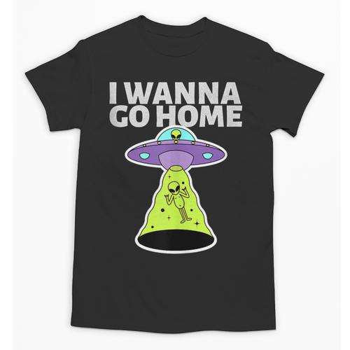 I Wanna Go Home Introvert UFO UAP Flying Saucer Trippy Alien Unisex T-Shirt - Raresse