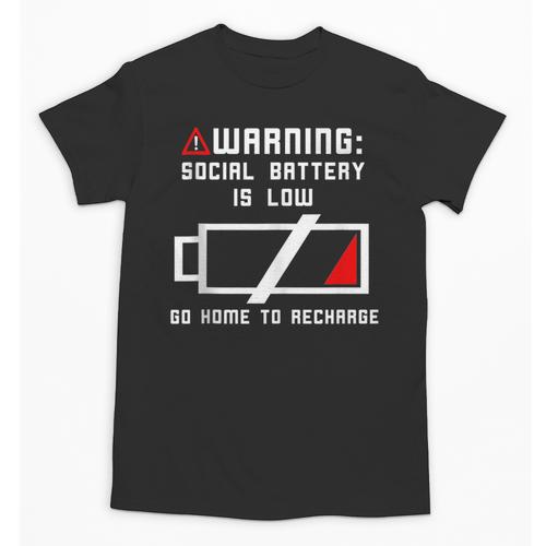 Warning Social Battery Is Low Introvert Shirt Unisex T-Shirt - Raresse