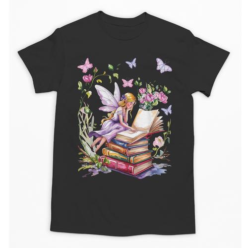 Watercolor Butterfly Fairy Read Book Library Fantasy Novel Unisex T-Shirt - Bookorys CA