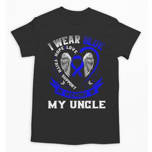 I Wear Blue In Memory Of Uncle Colon Cancer Awareness Shirts Unisex T-Shirt - Easessy