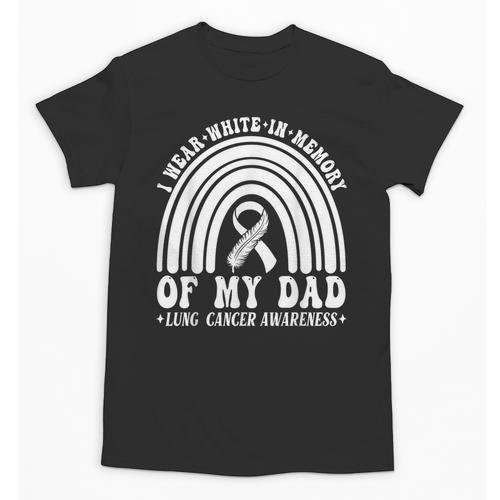 I Wear In Memory Of Dad Lung Cancer Awareness Ribbon Unisex T-Shirt - Easessy