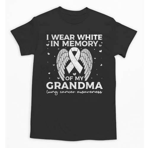 I Wear In Memory Of My Grandma Lung Cancer Awareness Unisex T-Shirt - Easessy