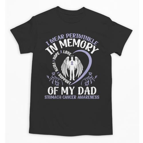 I Wear Periwinkle In Memory My Dad Stomach Cancer Awareness Unisex T-Shirt - Easessy