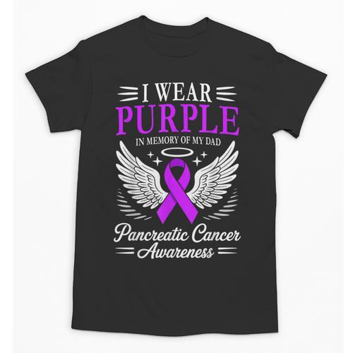 I Wear Purple In Memory Of My Dad Pancreatic Cancer Unisex T-Shirt - Easessy