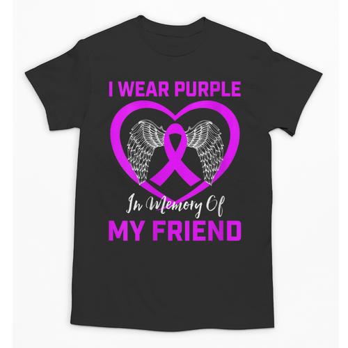 I Wear Purple In Memory Of Friend Alzheimers Heart Graphic Unisex T-Shirt - Easessy