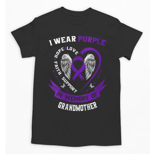 I Wear Purple In Memory Of Grandmother Pancreatic Cancer Unisex T-Shirt - Easessy