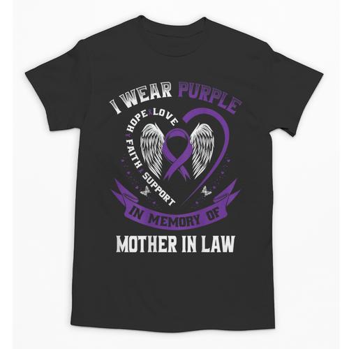 I Wear Purple In Memory Of Mother In Law Pancreatic Cancer Unisex T-Shirt - Easessy