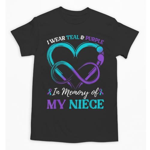 I Wear Teal & Purple In Memory Of My Niece Unisex T-Shirt - Easessy