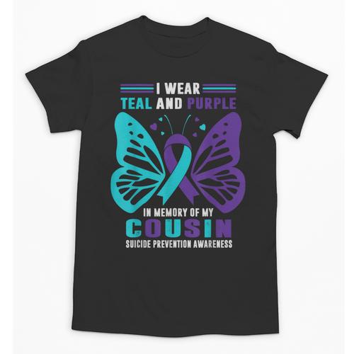 I Wear Teal And Purple In Memory Of My Cousin Unisex T-Shirt - Easessy