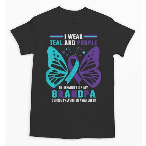 I Wear Teal And Purple In Memory Of My Grandpa Unisex T-Shirt - Easessy