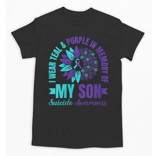 I Wear Teal Purple In Memory Of My Son Suicide Awareness Unisex T-Shirt - Easessy