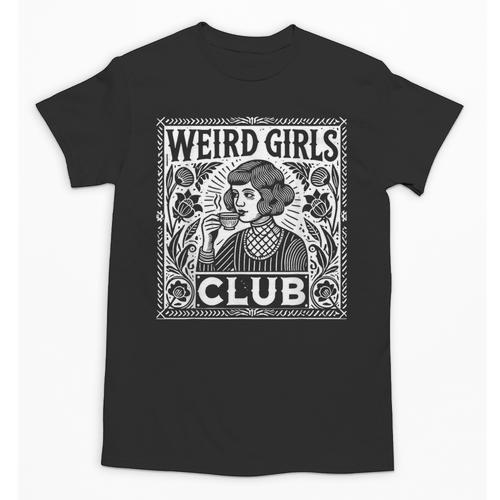 Weird Girls Club Vintage Linocut Retro Introvert Aesthetic Unisex T-Shirt - Raresse