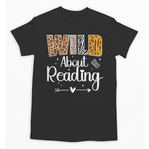 Wild About Reading Book Lover Bookworm Library Day Unisex T-Shirt - Bookorys