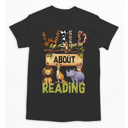 Wild About Reading Reading Books And Bookworm Library Day Unisex T-Shirt - Bookorys