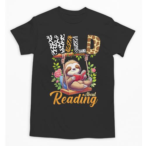 Wild About Reading Books Reader Lover Funny Teacher Animals For Men Women Kids Unisex T-Shirt - Bookorys CA