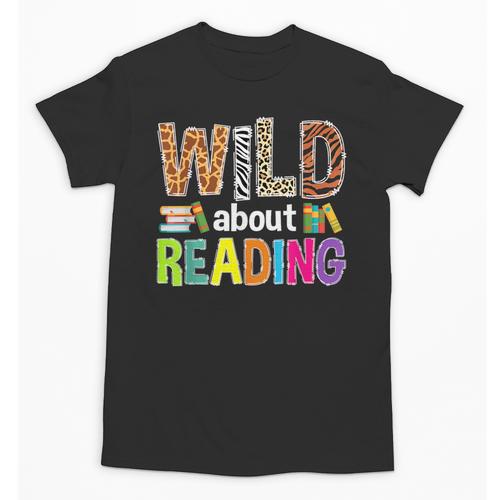 Wild About Reading Library Day Reading Books & Bookworm Unisex T-Shirt - Bookorys AU