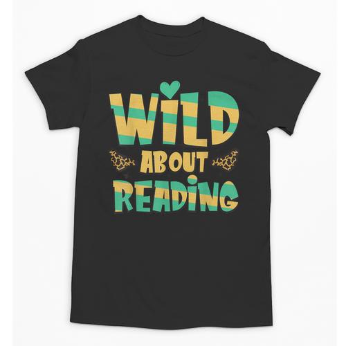 WILD ABOUT READING I Love Books Bookworm Library Day Unisex T-Shirt - Bookorys AU