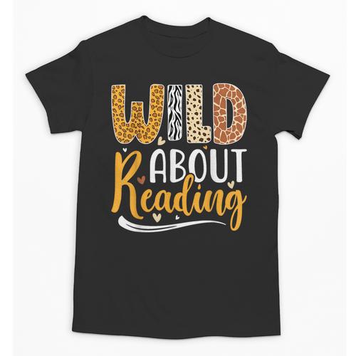 Wild About Reading Lover Bookworm Library Teacher Zoo Animal Unisex T-Shirt - Bookorys CA