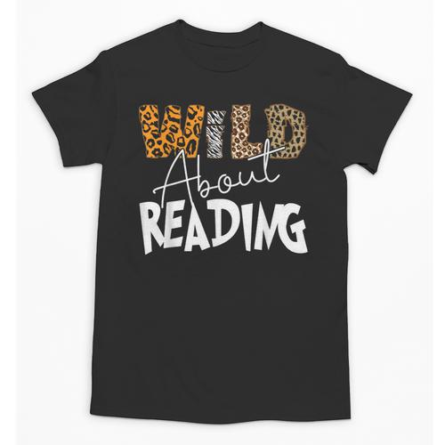 WILD ABOUT READING Reading Books Bookworm Library Day Unisex T-Shirt - Bookorys CA