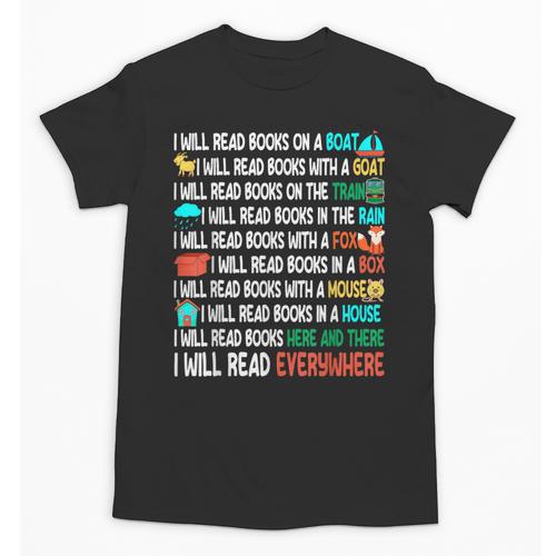 I Will Read Books On A Boat & Everywhere Reading Book Unisex T-Shirt - Bookorys