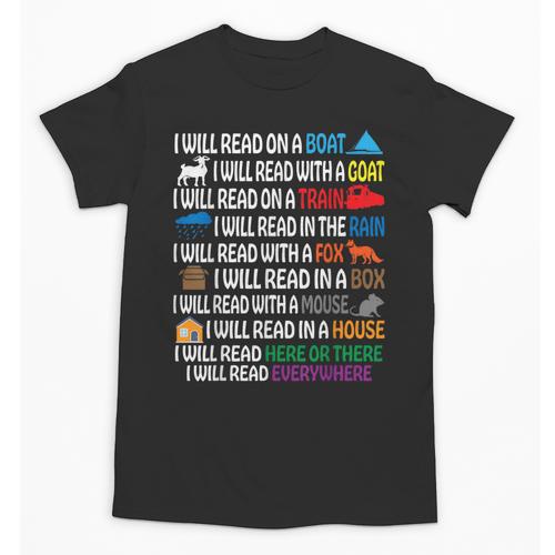 I Will Read Books On A Boat & Everywhere Reading Kids Book Unisex T-Shirt - Bookorys