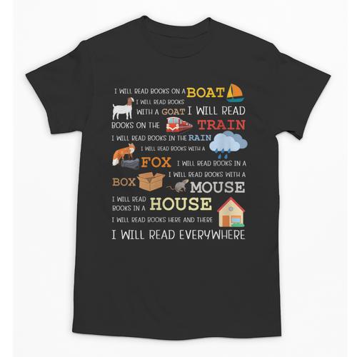 I Will Read Books On a Boat & Everywhere Reading Unisex T-Shirt - Bookorys