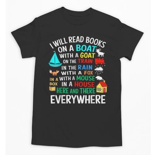I Will Read Books On A Boat & Everywhere Unisex T-Shirt - Bookorys