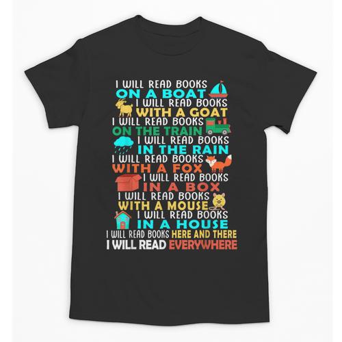I Will Read Books On A Boat Kids Reading Read Books Unisex T-Shirt - Bookorys