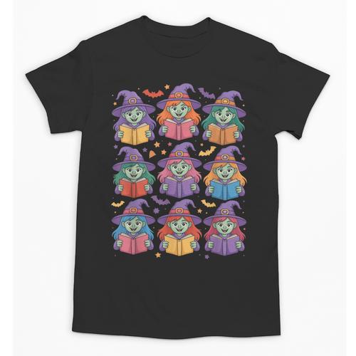 Witches Reading Books Halloween Cute Teens Kids Unisex T-Shirt - Bookorys DE