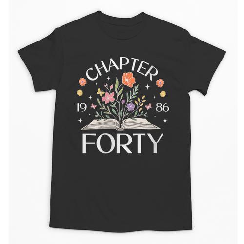 Women's 1986 Chapter Forty 40th Birthday Wildflower Book 40 Year Old Unisex T-Shirt - Bookorys