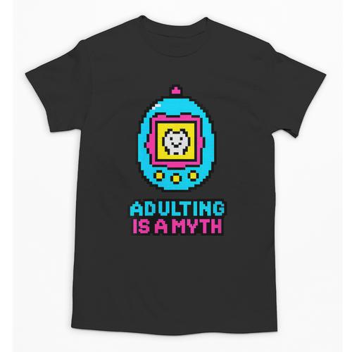 Women's Adulting Is A Myth Retro Pixel Pet Nostalgia Millennials Unisex T-Shirt - Figerry