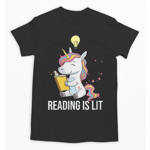 Women's Reading Is Lit Unicorn Library English Teacher Book Lover Unisex T-Shirt - Bookorys AU