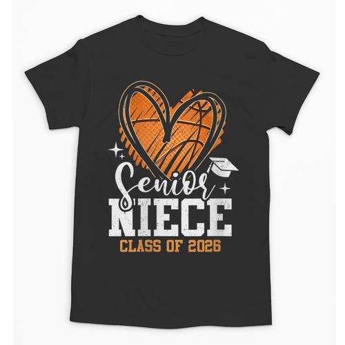 Women's Senior Niece Class Of 2026 Basketball Graduation Heart Unisex T-Shirt - Best Gift Smart