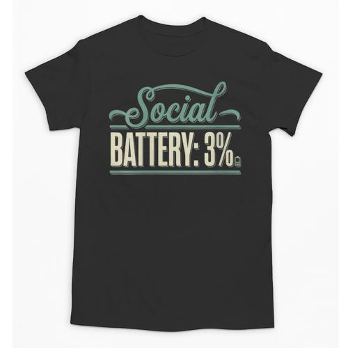 Women's Social Battery 3 Introvert Sarcasm Unisex T-Shirt - Raresse