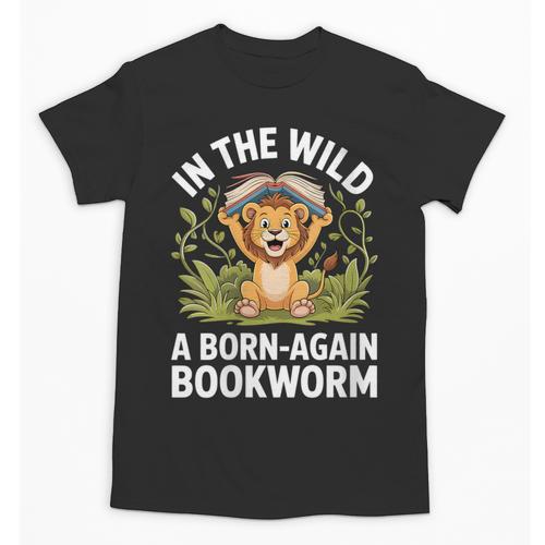 Women's Wild About Reading Book Reader Lion Zoo Animals Kids Unisex T-Shirt - Bookorys CA