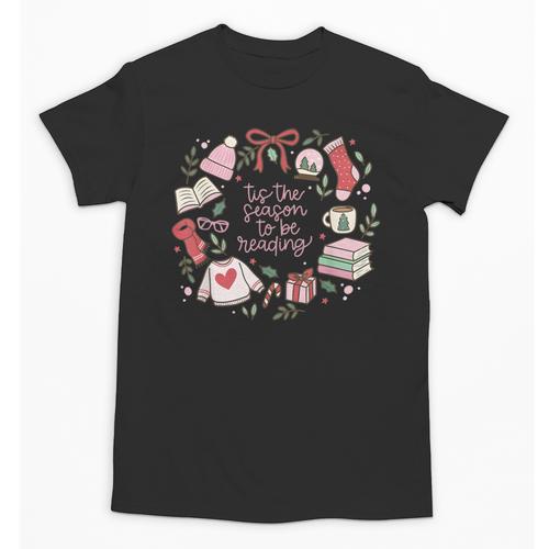 Xmas Tis The Season To Be Reading Books Pajamas Unisex T-Shirt - Bookorys