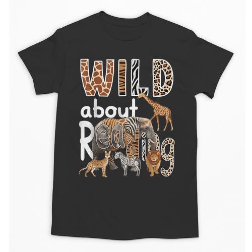 Zoo Animals Wild About Reading Books Reader Lover Librarian Unisex T-Shirt - Bookorys CA