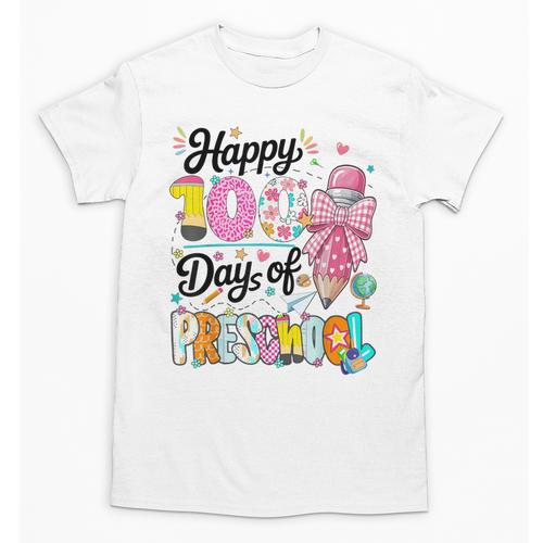 100th Day Of School Teacher Books 100 Days Of Preschool Girl Unisex T-Shirt - Bookorys UK