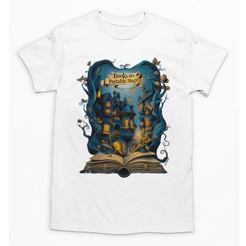 4 Books Are Portable Magic Bookish Reading Nerd Quote Unisex T-Shirt - Bookorys AU