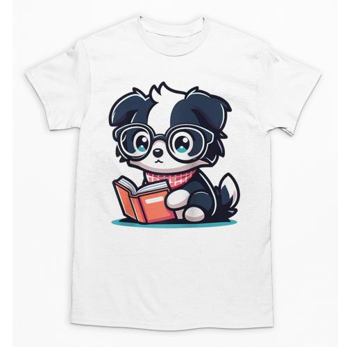 Adorable Book Lover Border Collie With Reading Glasses Cute Raglan Baseball Tee Unisex T-Shirt - Bookorys UK