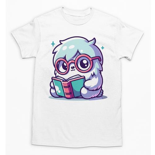 Adorable Book Lover Yeti With Reading Glasses Cute Unisex T-Shirt - Bookorys UK