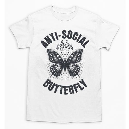 Anti-Social Butterfly Awkward Introvert Homebody Humor Unisex T-Shirt - Raresse