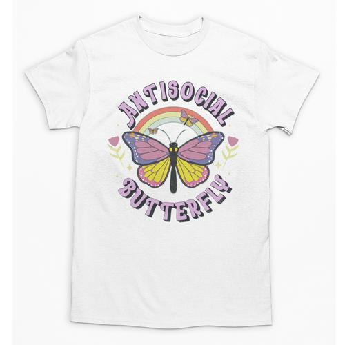 Antisocial Butterfly Groovy t For Introvert Men Women Girls Unisex T-Shirt - Raresse